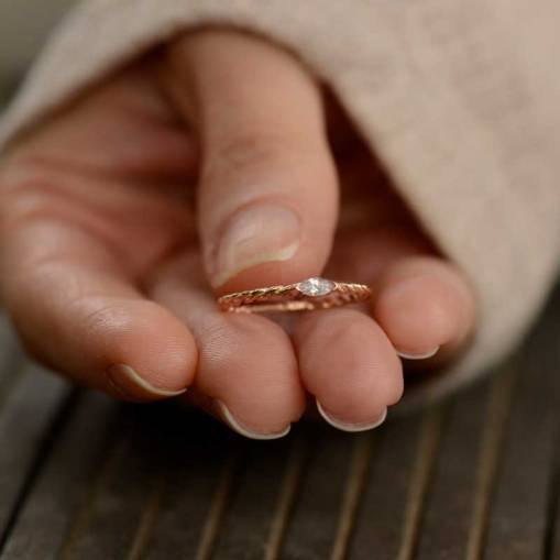 14k Altın Markiz Taşlı Burgu Yüzük - 2