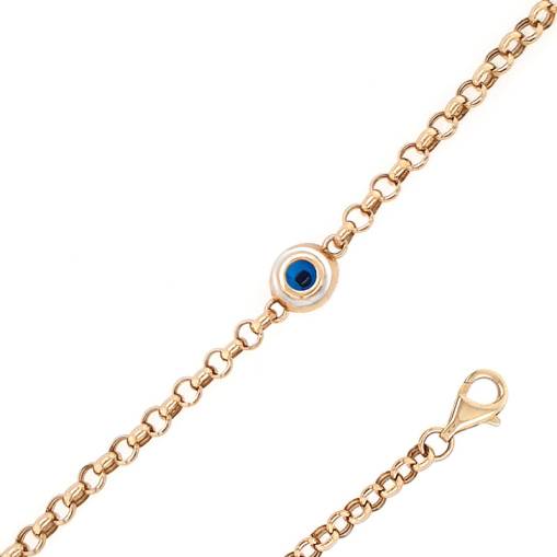 14k Altın Mavi Gözlü Halka Bileklik - 2