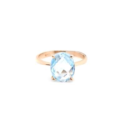 14k Altın Mavi Topaz Taşlı Yüzük - 4