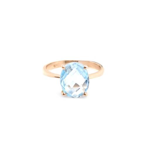 14k Altın Mavi Topaz Taşlı Yüzük - 4