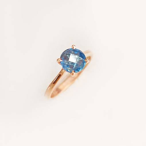 14k Altın Mavi Topaz Taşlı Yüzük - 1