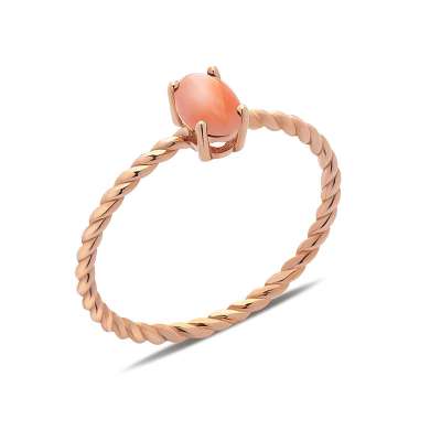 14k Altın Mercan Burgu Cabaret Yüzük - ENGİNGOLD PİA