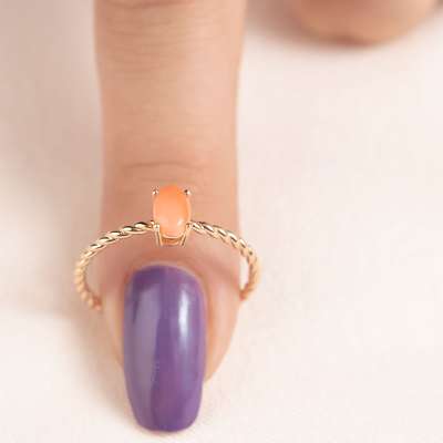 14k Altın Mercan Burgu Cabaret Yüzük - 2