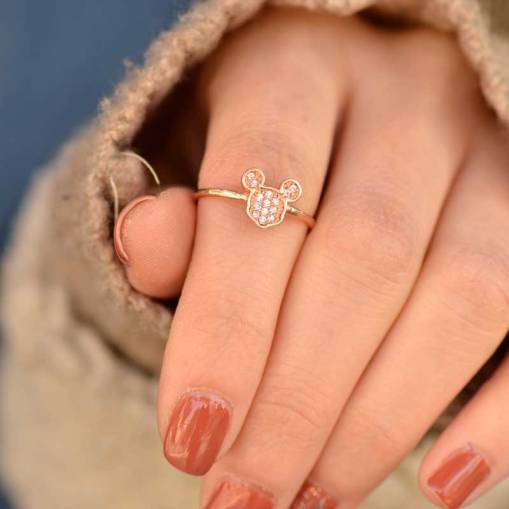 14k Altın Mickey Mouse Yüzük - 1