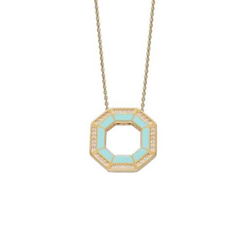14k Altın Minima Geometrik Yuvarlak Kolye - 1