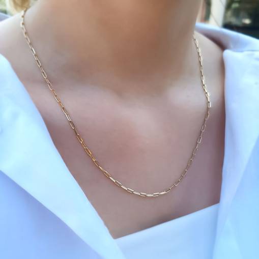 14k Altın Minimal Ataç Zincir Kolye - 1