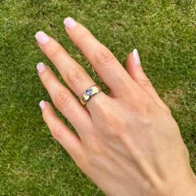 14k Altın Mor Kalpli Yüzük - ENGİNGOLD SERİDA