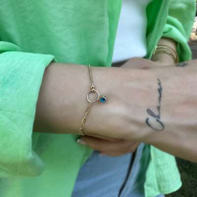 14k Altın Nazar Boncuğu Halka Bileklik - ENGİNGOLD RZG