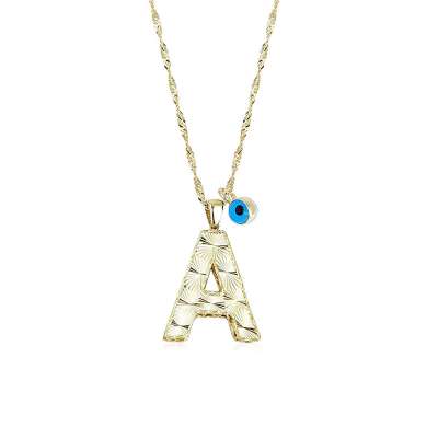 14k Altın Nazar Boncuklu A Harf Kolye - ENGİNGOLD EMA