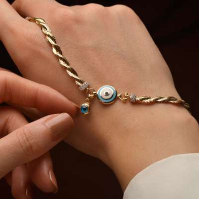 14k Altın Nazar Boncuklu Bileklik - 2