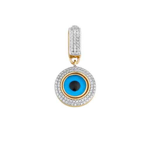 14k Altın Nazar Boncuklu Charm Kolye Ucu - 1