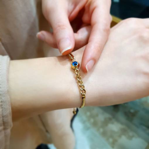 14k Altın Nazar Boncuklu Gurmet Bileklik - 4