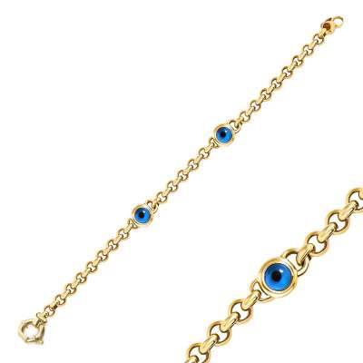 14k Altın Nazar Boncuklu Halka Bileklik - ENGİNGOLD GNL