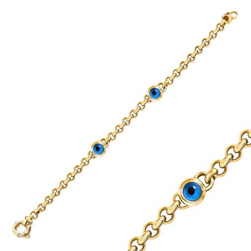 14k Altın Nazar Boncuklu Halka Bileklik - 1