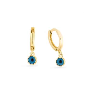 14k Altın Nazar Boncuklu Halka Küpe - ENGİNGOLD PLT