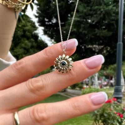 14k Altın Nazar Boncuklu Papatya Kolye - ENGİNGOLD ZİN