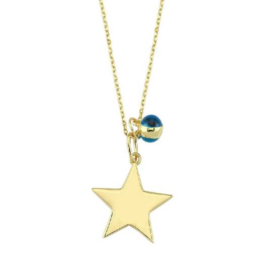 14k Altın Nazar Boncuklu Yıldız Kolye - 1
