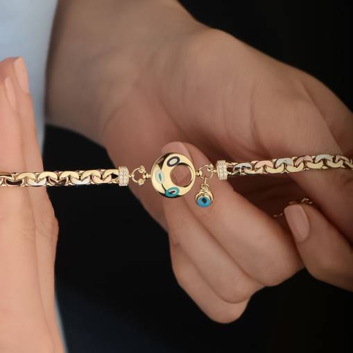 14k Altın Nazar Temalı Gurmet Bileklik - 2