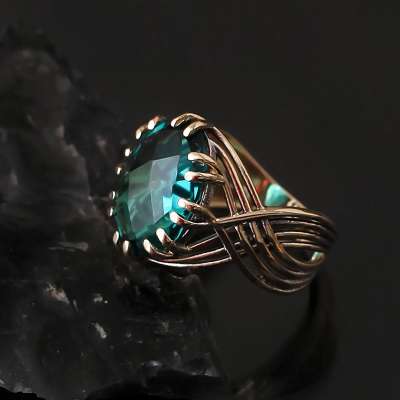 14k Altın Paraiba Turmalin Taşlı Yüzük - ENGİNGOLD İZM