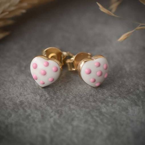14K Altın Pembe Çilekli Çocuk Küpe - 1