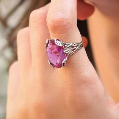 14k Altın Pembe Topaz Taşlı Yüzük - ENGİNGOLD İZM