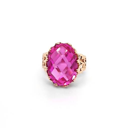 14k Altın Pembe Topaz Taşlı Yüzük - 2