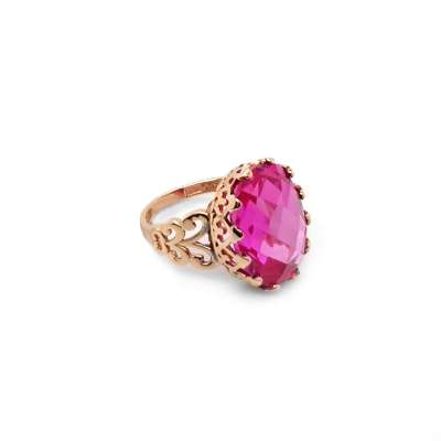 14k Altın Pembe Topaz Taşlı Yüzük - 3