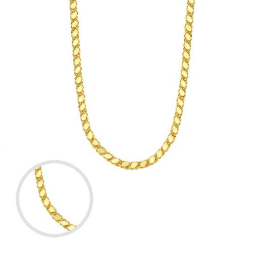 14k Altın Pullu Arpa Zincir Kolye 50cm - 1