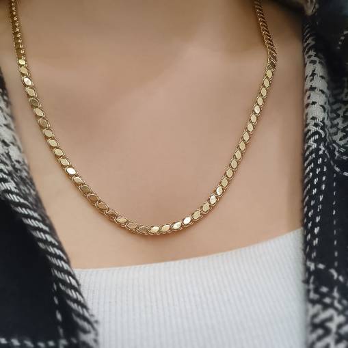 14k Altın Pullu Arpa Zincir Kolye 50cm - 2