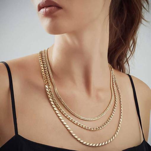 14k Altın Pullu Arpa Zincir Kolye 50cm - 4