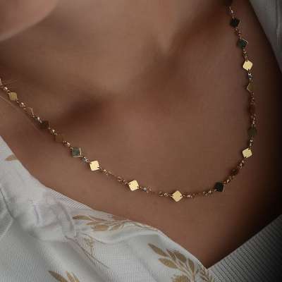 14k Altın Pullu Dorika Zincir Kolye - 2