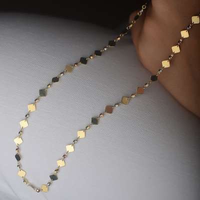 14k Altın Pullu Dorika Zincir Kolye - 3