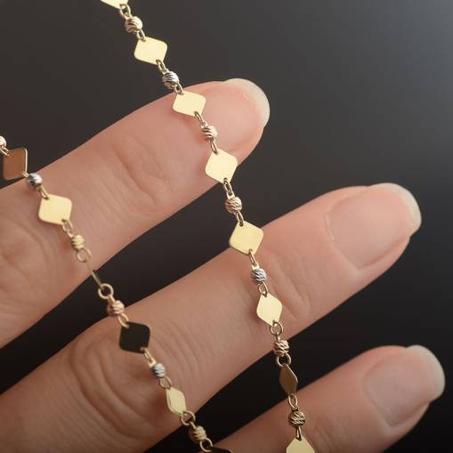 14k Altın Pullu Dorika Zincir Kolye - 5