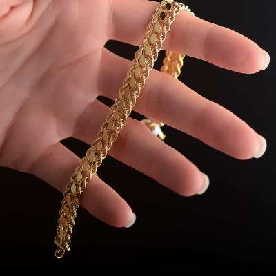 14k Altın Pullu Halat Zincir Bileklik - 4
