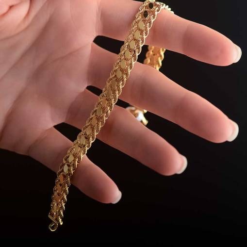 14k Altın Pullu Halat Zincir Bileklik - 4