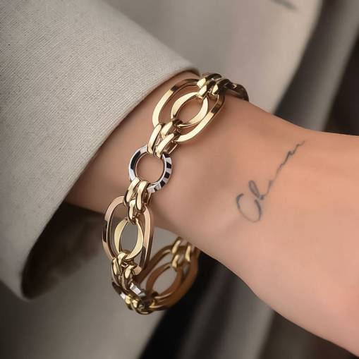 14k Altın Renkli Hallow Bileklik - 3