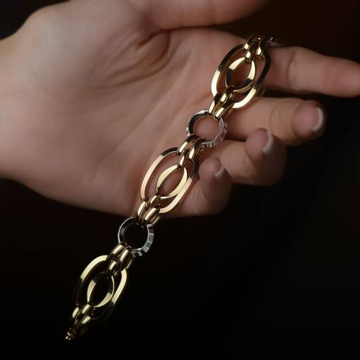14k Altın Renkli Hallow Bileklik - 5