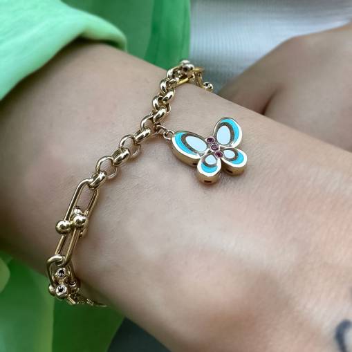 14k Altın Renkli Kelebek Bileklik - 2