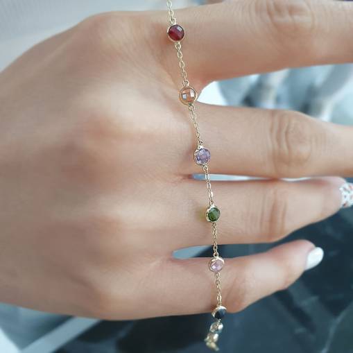 14k Altın Renkli Taşlı Bileklik - 2