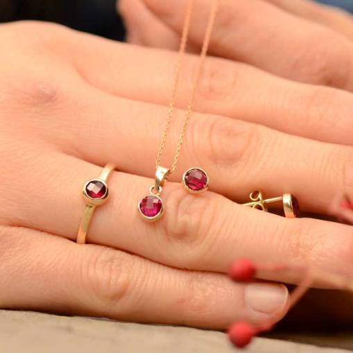 14k Altın Renkli Taşlı Kolye - 2