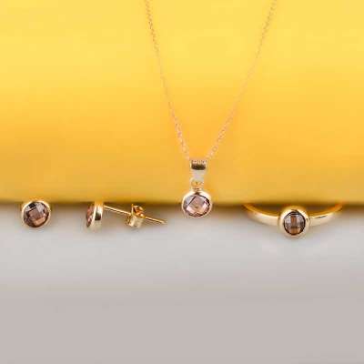 14k Altın Renkli Taşlı Set - ENGİNGOLD İZM