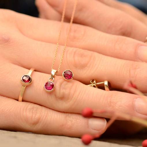 14k Altın Renkli Taşlı Yüzük - 2