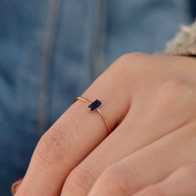 14k Altın Safir Görünümlü Yüzük - 3