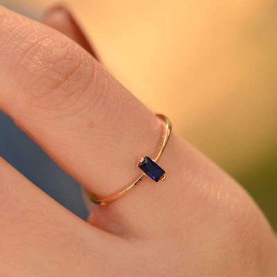 14k Altın Safir Görünümlü Yüzük - 1