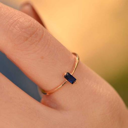 14k Altın Safir Görünümlü Yüzük - 1