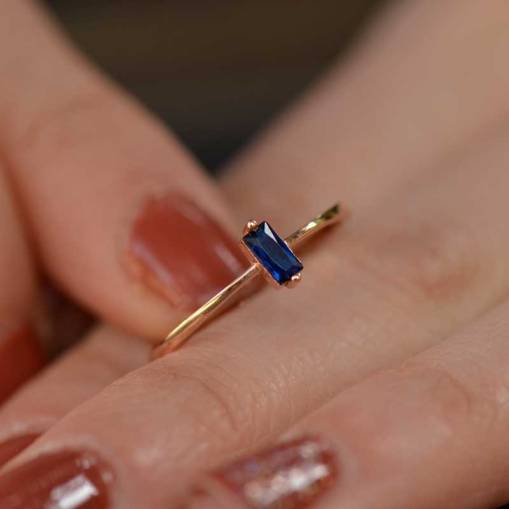 14k Altın Safir Görünümlü Yüzük - 2