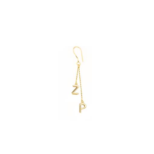 14k Altın Sallantılı Harf Tek Küpe - 2