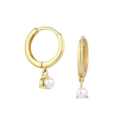 14k Altın Sallantılı İncili Küpe