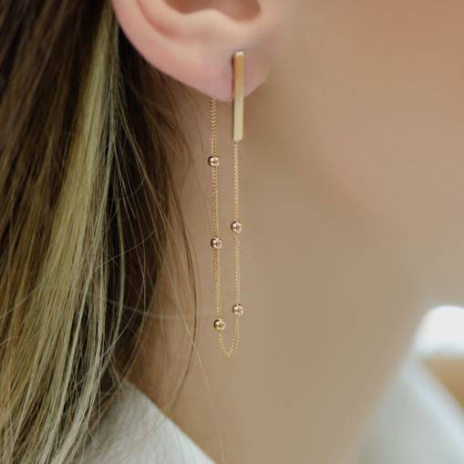 14k Altın Sallantılı Küpe - 1