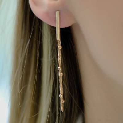 14k Altın Sallantılı Küpe - 2
